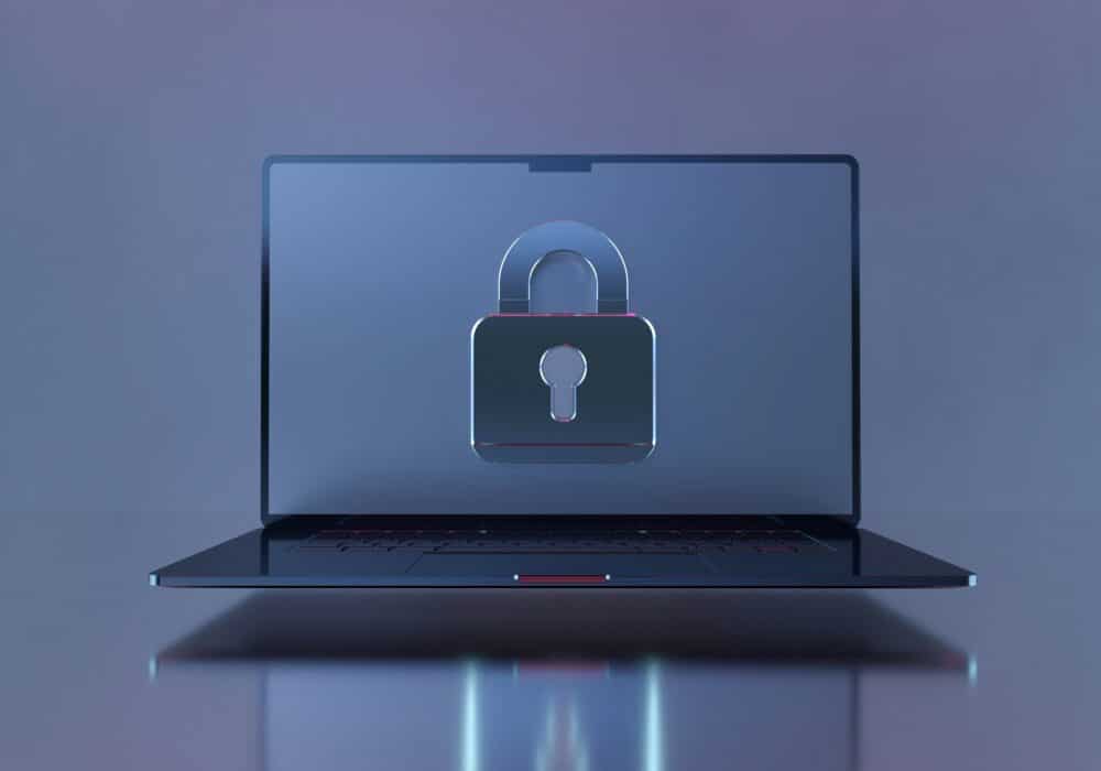 Laptop with digital lock symbol