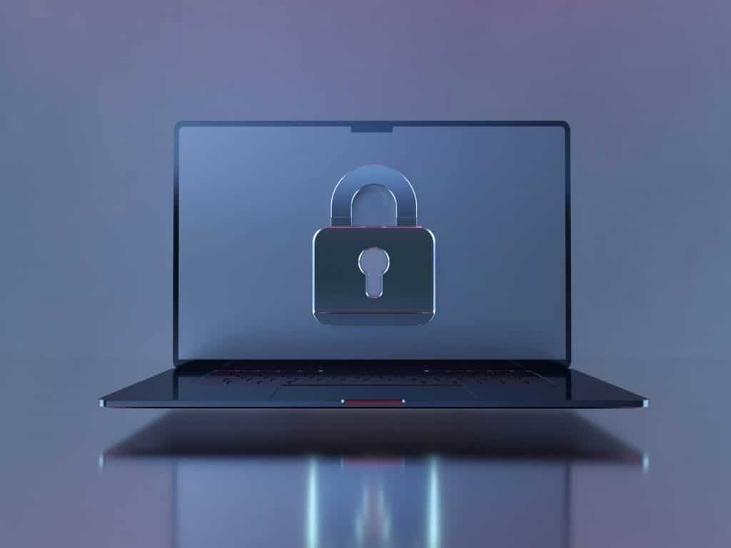 Laptop with digital lock symbol