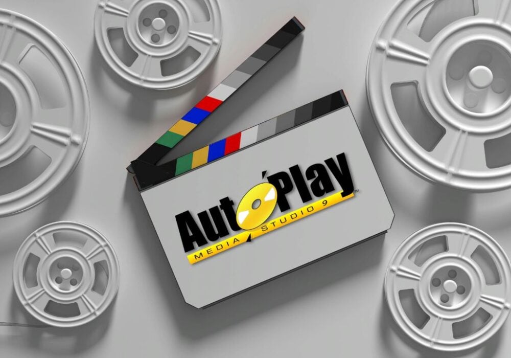 Film clapperboard with reels background.