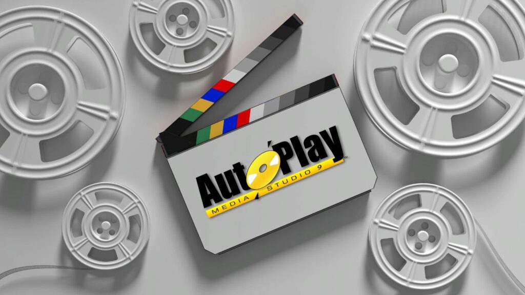 Film clapperboard with reels background.
